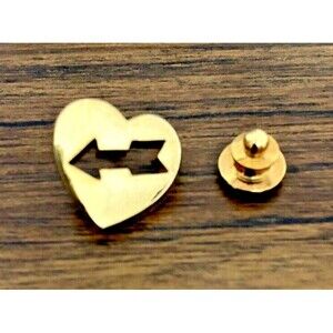 Vintage Heart & Arrow Lapel Pin Tie Tack Gold Tone Gifting Love Valentine